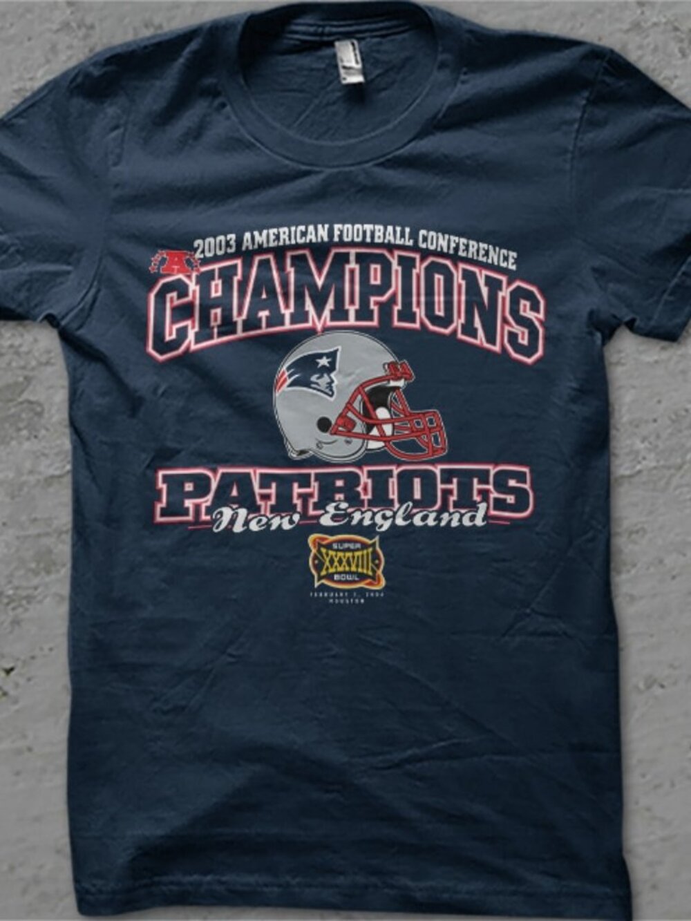 Vintage New England Patriots Unisex Shirt, 2003 AFC Champions NFL Football Shirt